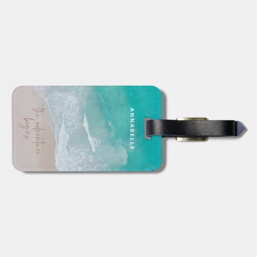 熱帯砂ビーチ海冒険が始まる ラゲッジタグ (裏面横)