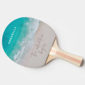 熱帯砂ビーチ海冒険が始まる 卓球ラケット (横)