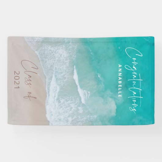 熱帯砂ビーチ海卒業祝い 横断幕 (横)