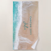 熱帯砂ビーチ海晴れた波の休暇 ビーチタオル (正面)