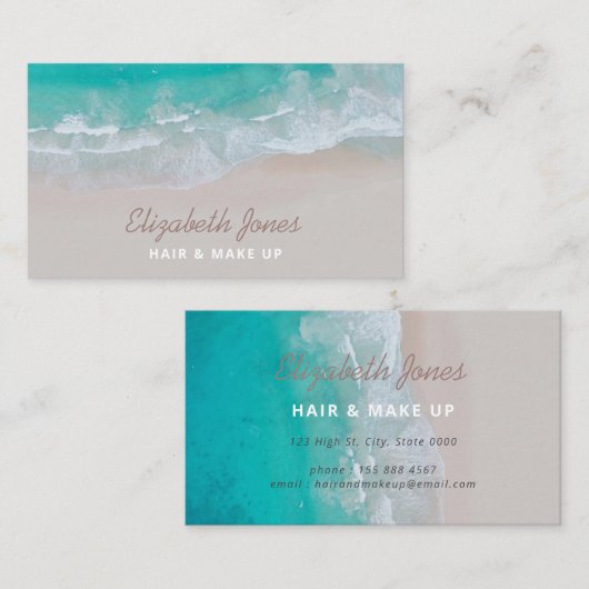 熱帯砂ビーチ海晴モダンれ波 名刺 (正面/裏面)