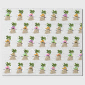 熱帯砂マンとヤシの木ラッピング紙 ラッピングペーパー (フラット)