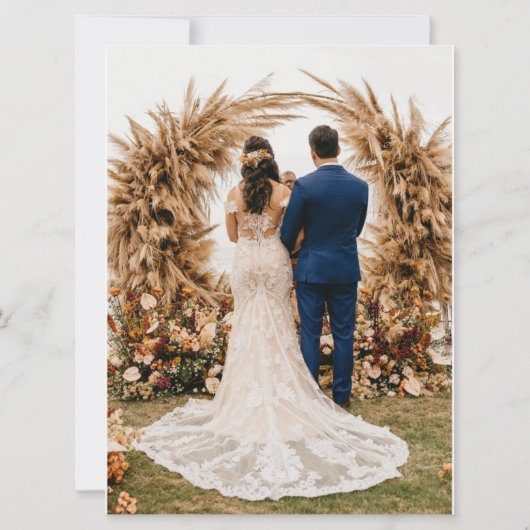 熱帯秋の結婚式詳細テンプレート 招待状 (裏面)