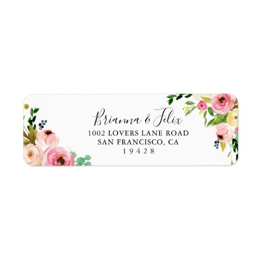 熱帯秋カラフルフローラ差出人住所 ラベル (正面)