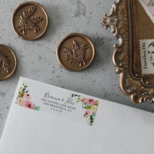 熱帯秋カラフルフローラ差出人住所 ラベル