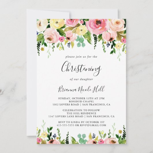 熱帯秋カラフルフローラ《キリスト教》洗礼式や命名式 招待状 (正面)