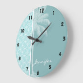 熱帯空色の円 ラージ壁時計 (傾斜)