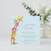 熱帯竹カラフル結婚式招待状 招待状 (スタンド正面)