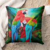 熱帯精神-コンゴウインコの芸術デザイナー枕 クッション (ブランケット)