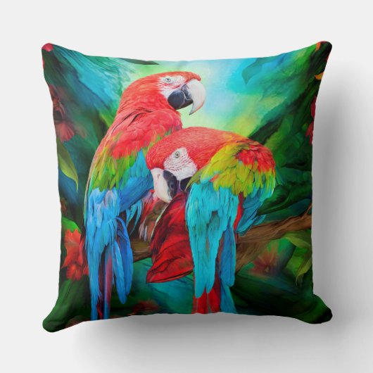 熱帯精神-コンゴウインコの芸術デザイナー枕 クッション (裏面)