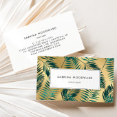 熱帯紅葉パターンティール（緑がかった色）金ゴールド 名刺