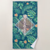 熱帯紅葉パターンパーソナライズされたビーチタオル ビーチタオル (正面)