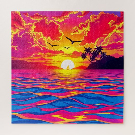熱帯素晴らしの夕日 ジグソーパズル (縦)