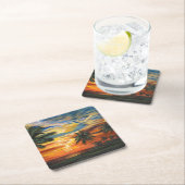 熱帯素晴らし夕日 スクエアペーパーコースター (インサイチュ)