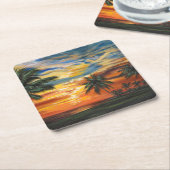 熱帯素晴らし夕日 スクエアペーパーコースター (アングル)