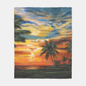 熱帯素晴らし夕日 フリースブランケット (正面)