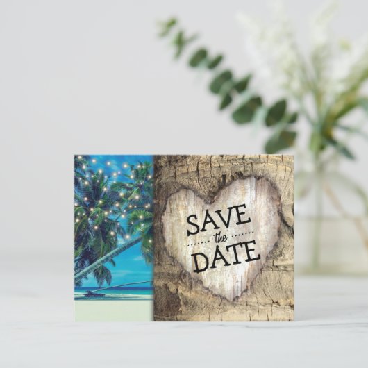 熱帯素朴ビーチの目的地の日付を保存 案内ポストカード (スタンド正面)