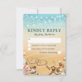 熱帯素朴ビーチハート結婚反応 出欠カード (正面)