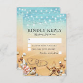 熱帯素朴ビーチハート結婚反応 出欠カード (正面/裏面)