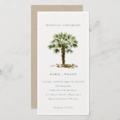 熱帯素朴ビーチヤシの木の結婚式の招待 サンキューカード (正面/裏面)