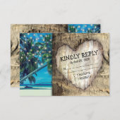 熱帯素朴ビーチ目的地ウェディングRSVP 出欠カード (正面/裏面)