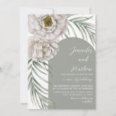 熱帯素朴フローラの葉&アー結婚チ 招待状 (正面)