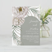熱帯素朴フローラの葉&アー結婚チ 招待状 (スタンド正面)