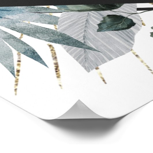 熱帯素朴フローラ幾何結婚体歓迎P ポスター (角)