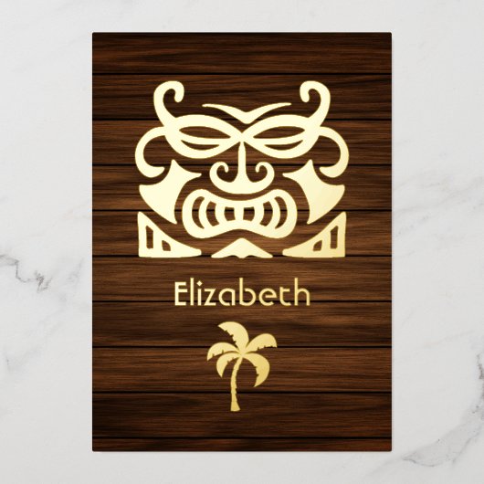 熱帯素朴ブライダルシャワーフォイル招待状 箔招待状 (正面)