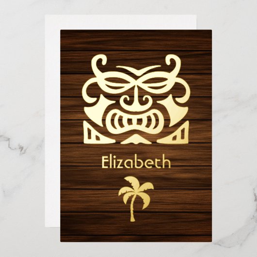 熱帯素朴ブライダルシャワーフォイル招待状 箔招待状 (正面/裏面)