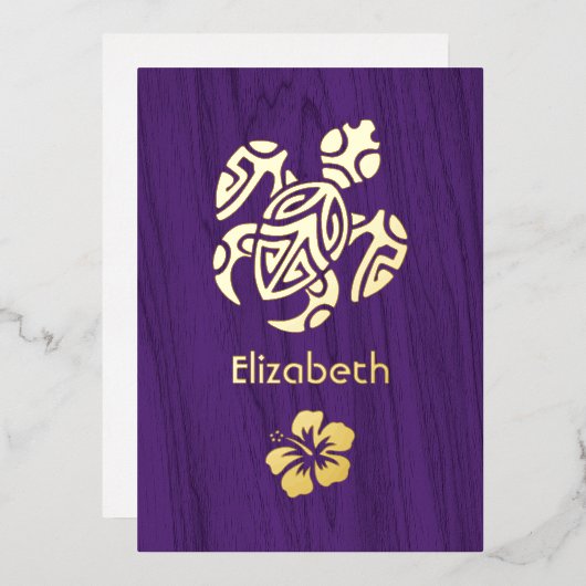 熱帯素朴ブライダルシャワーフォイル招待状 箔招待状 (正面/裏面)