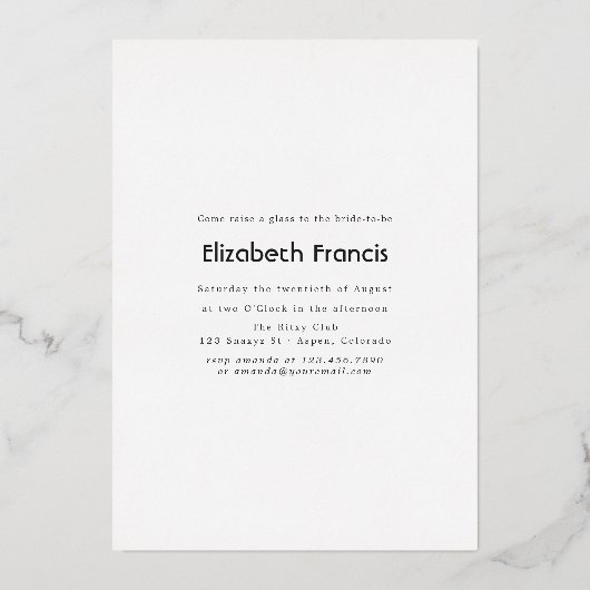 熱帯素朴ブライダルシャワーフォイル招待状 箔招待状 (裏面)