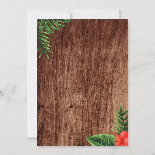 熱帯素朴ルアウ（ハワイ式宴会）誕生日招待状 招待状 (裏面)