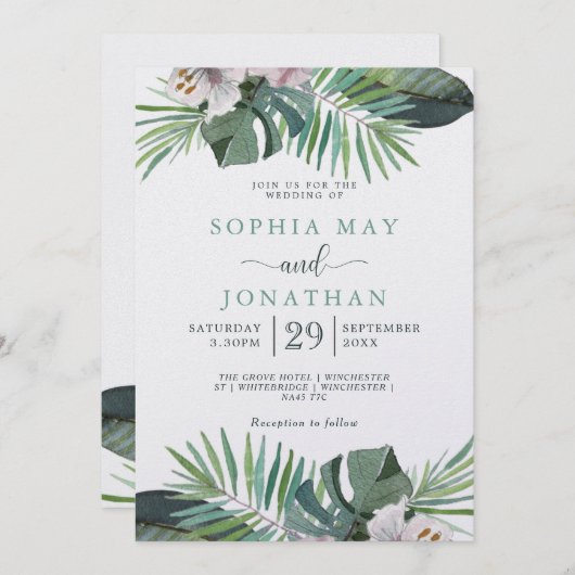 熱帯素朴結婚のヤシの夏 シーズンカード (正面/裏面)