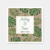 熱帯素朴緑モンステ葉ラパーム結婚ズ スタンダードカクテルナプキン (正面)