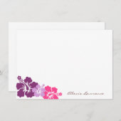 熱帯紫色のハイビスカスによってはカスタムな文房具が開花します ノートカード (正面/裏面)