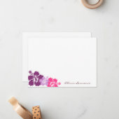 熱帯紫色のハイビスカスによってはカスタムな文房具が開花します ノートカード (正面/裏面インサイチュ)