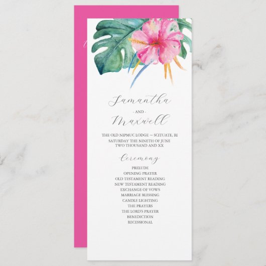 熱帯結婚のセレモニーがピンクの花を咲かせる プログラム (正面/裏面)