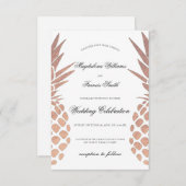 熱帯結婚のフェイク金ゴールドパイナエレガントン 招待状 (正面/裏面)