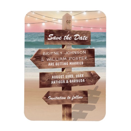 熱帯結婚の目的地の日付を保存 マグネット (縦)