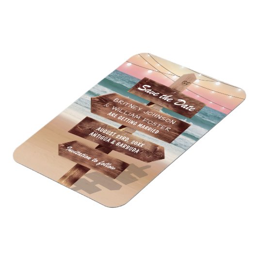 熱帯結婚の目的地の日付を保存 マグネット (左側)