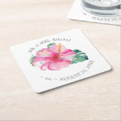 熱帯結婚ハイビスカス花 スクエアペーパーコースター (アングル)