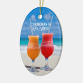 熱帯結婚初めてのクリスマス写真記念 セラミックオーナメント (左)