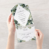 熱帯結婚式の招待、目的地の結婚式 オールインワン招待状 (貼ってはがせる)