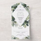 熱帯結婚式の招待、目的地の結婚式 オールインワン招待状 (内側)