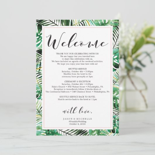 熱帯結婚式の旅程の歓迎の手紙 招待状 (スタンド正面)