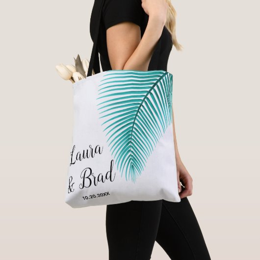 熱帯結婚式の歓迎のトートのギフトバッグ、シュロの葉 トートバッグ (クローズアップ)