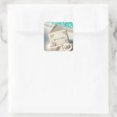 熱帯結婚式招待状オンアビーチ スクエアシール (バッグ)