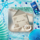 熱帯結婚式招待状オンアビーチ ペーパープレート (パーティー)