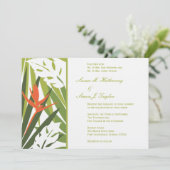 熱帯結婚式招待状 – 緑とオレンジ 招待状 (スタンド正面)